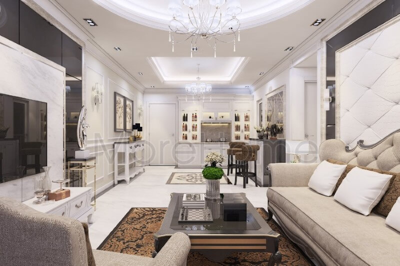 Đá ốp tường nhân tạo cao cấp được gia chủ lựa chọn cho không gian tiếp khách thêm sang trọng và ấn tượng hơn Đá ốp tường màu trắng