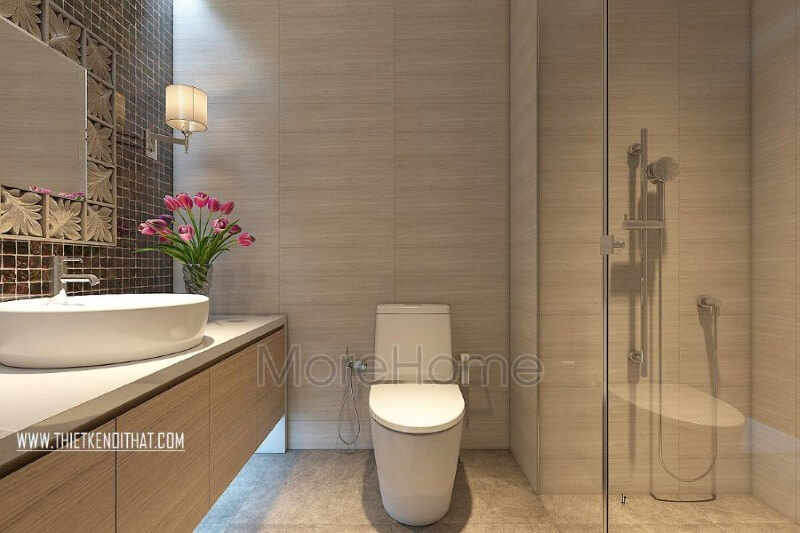 Sử dụng vách kính trong suốt trong không gian nhà tắm tạo sự linh hoạt và sạch sẽ hơn Mẫu vách kính tắm cao cấp