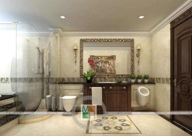 Phòng tắm của gia chủ sẽ trở nên sang trọng và đẳng hơn khi sử dụng vách tắm kính để phân chia khu vệ sịnh và khu tắm. Mẫu vách kính tắm cao cấp