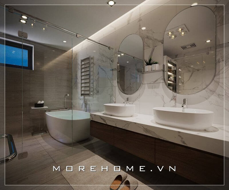 Sử dụng vách tắm kính cao cấp để phân cách không gian mang đến vẻ đẹp tinh tế, hiện đại cho gia chủ, Mẫu vách kính tắm cao cấp