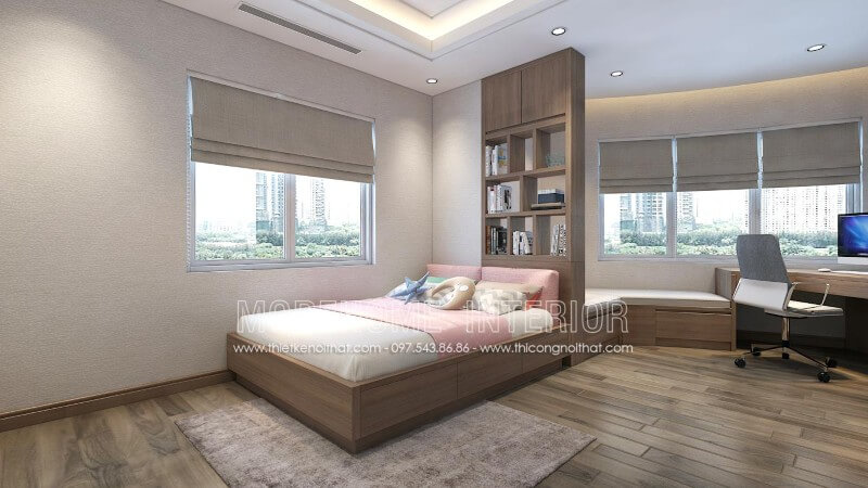 Giường ngủ màu nâu