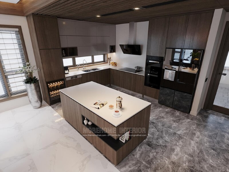 Đá lát sàn tự nhiên hoa văn cao cấp cho phong bếp nhà phố hiện đại Đá lát nền
