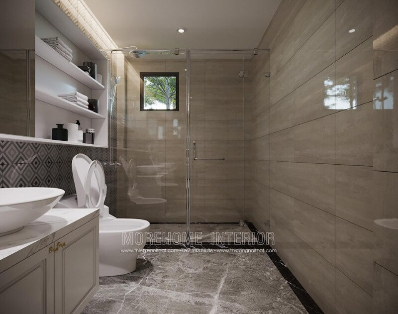 Phòng tắm kính cường lực cửa mở quay đẹp cho mọi không gian. Mẫu vách kính tắm cao cấp