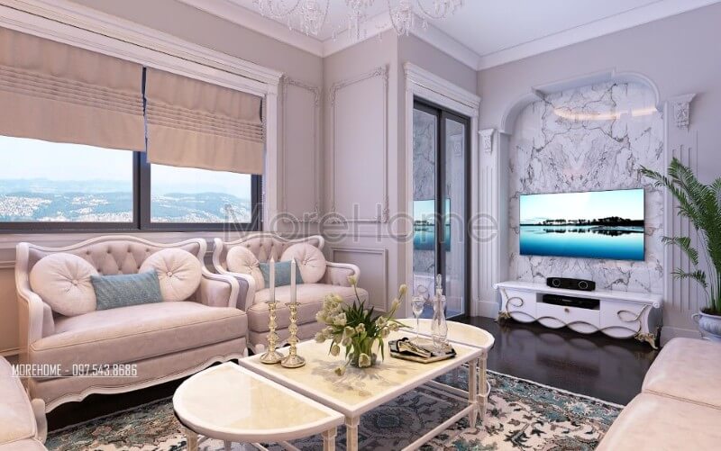 Đá ốp tường ấn tượng và độc đáo được coi là điểm nhấn nổi bật ở không gian phòng khách chính. Đá ốp tường cao cấp