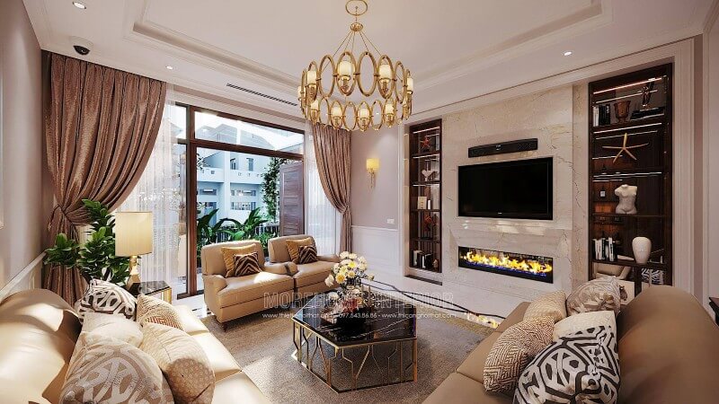 đá ốp vách tivi phòng khách cao cấp