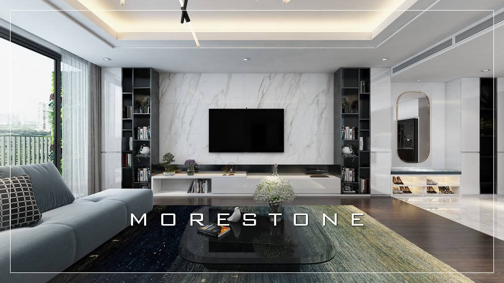 đá ốp vách tivi phòng khách cao cấp