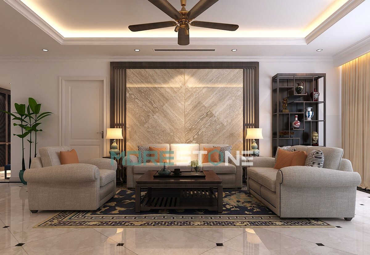 đá ốp vách tivi phòng khách cao cấp