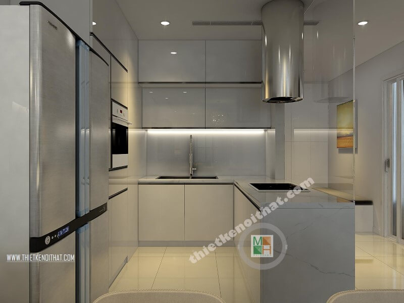 Sử dụng đá nhân tạo vân mây màu trắng ốp bàn bếp thêm sang trọng và tinh tế đá nhân tạo cao cấp