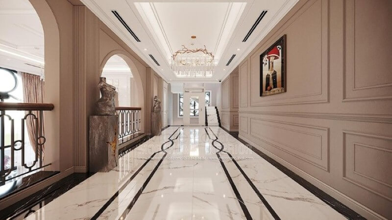 Đá lát nền đẹp tạo nên vẻ đẹp sang trọng, đẳng cấp cho không gian hành lang. đá nhân tạo cao cấp