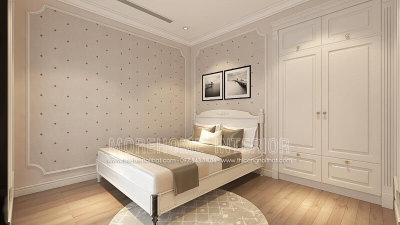 Giường ngủ gỗ tự nhiên nhập khẩu phun sơn trắng Alkana cao cấp đem lại vẻ đẹp tinh tế và sang chảnh cho khu vực nghỉ ngơi của gia chủ