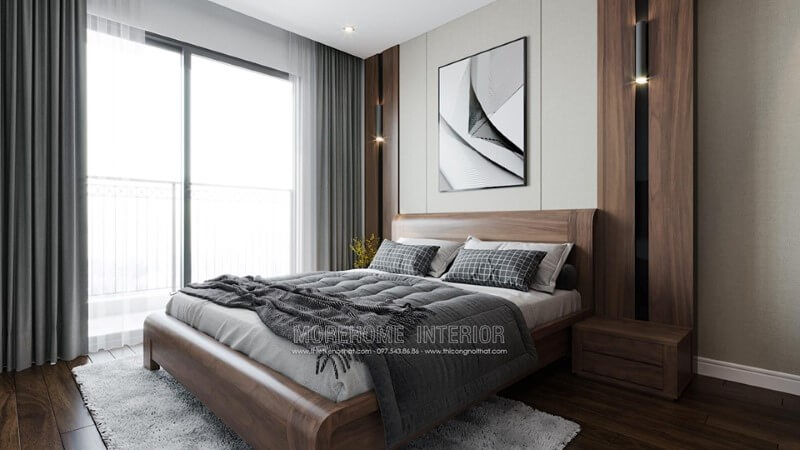 Giường ngủ gỗ óc chó hiện đại Giường ngủ gỗ óc chó hiện đại