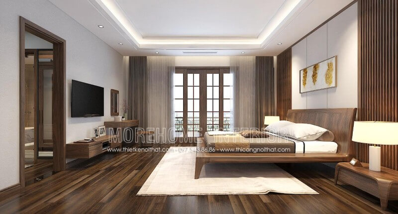 Giường ngủ gỗ óc chó hiện đại Giường ngủ gỗ óc chó hiện đại