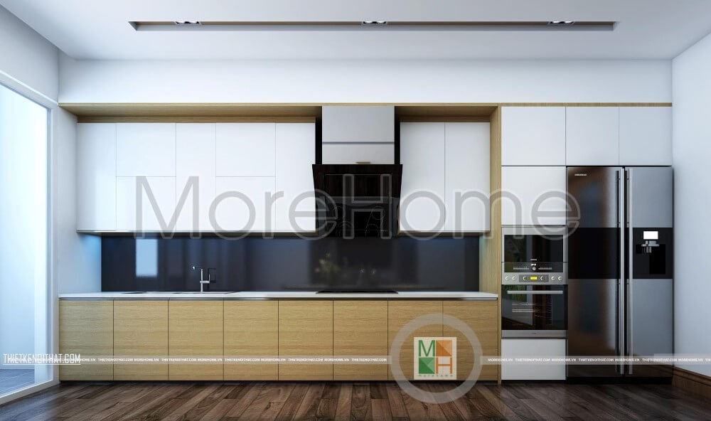 Nội thất phòng bếp gỗ công nghiệp hiện đại đẹp cho nhà phố Thiết kế phòng bếp tại Hà Nội