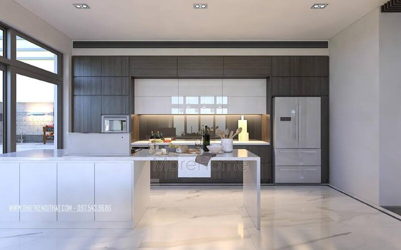 Sắp xếp nội thất phòng bếp hiện đại, đẹp, sang trọng cho nhà phố, biệt thự. Thiết kế phòng bếp tại Hà Nội