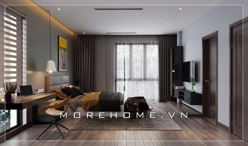 Thiết kế nội thất phòng ngủ biệt thự hiện đại với sự phối màu sắc không gian hài hòa độc đáo mang đến một không gian phòng ngủ lí tưởng.