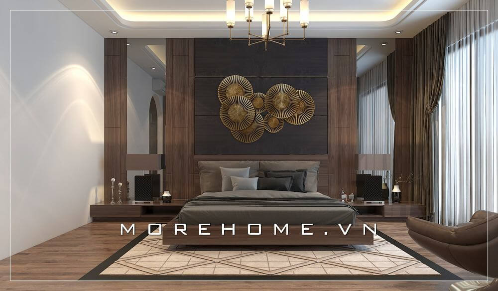 Thiết kế nội thất phòng ngủ gỗ sang trọng, thể hiện đẳng cấp của chủ nhân ngôi nhà