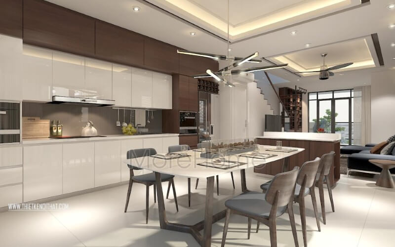 Thiết kế nội thất phòng bếp biệt thự