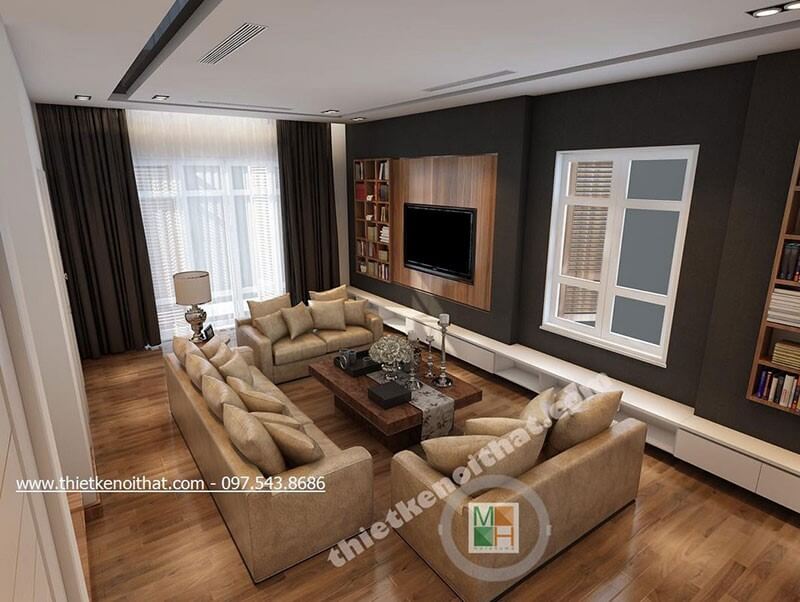 Mẫu sofa phòng khách bọc da cao cấp tone màu vàng hiện đại kết hợp bàn trà gỗ tự nhiên ấn tượng, sang trọng Danh sách các mẫu thiết kế sofa phòng khách hiện đại đẹp nhất