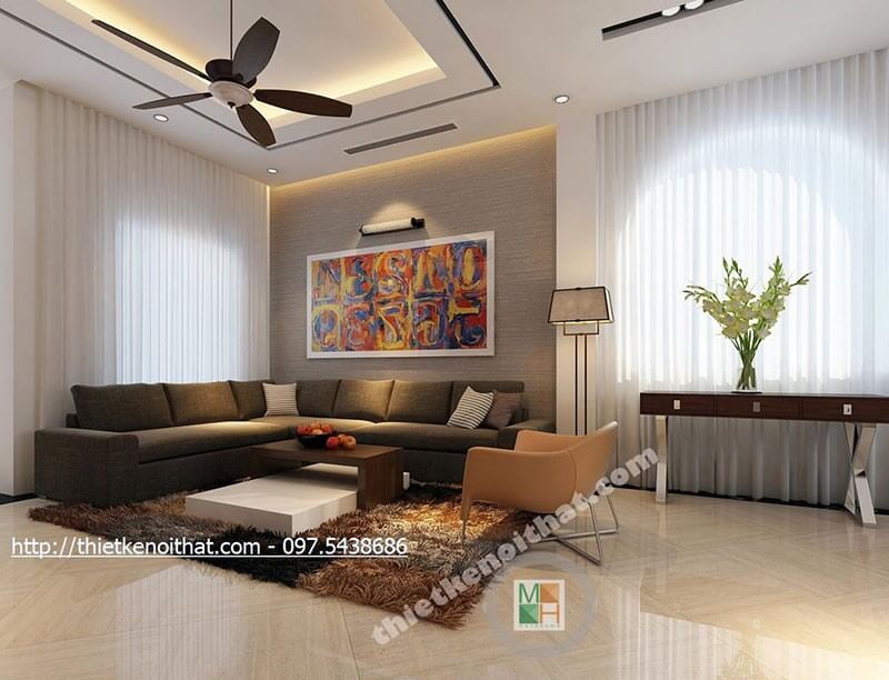 Mẫu sofa góc bọc vải hiện đại với tone màu đen cho phòng khách đẹp, sang trọng Danh sách các mẫu thiết kế sofa phòng khách hiện đại đẹp nhất