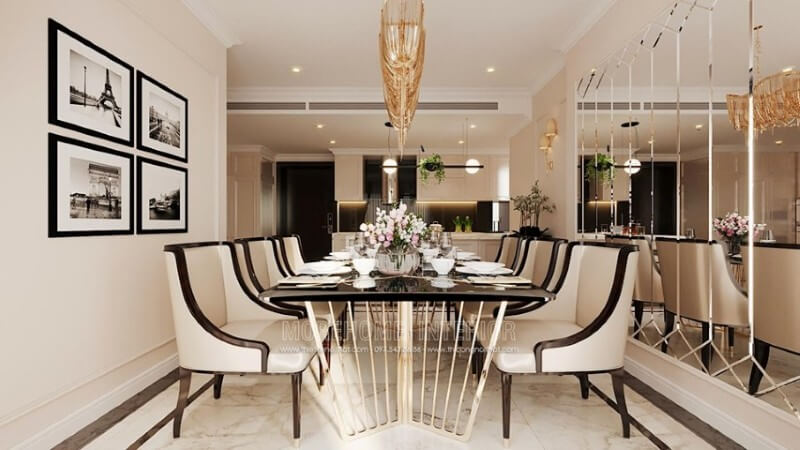 Nội thất phòng ăn chung cư phong cách tân cổ điển Thiết kế nội thất phòng ăn nhỏ