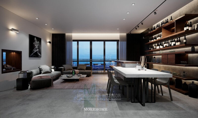 Nội thất phòng ăn chung cư cao cấp được lựa chọn theo lối thiết kế hiện đại Thiết kế nội thất phòng ăn nhỏ