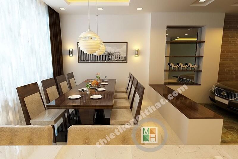 Thiết kế phòng ăn cạnh bếp theo phong cách hiện đại, đơn giản nhẹ nhàng Thiết kế nội thất phòng ăn nhỏ