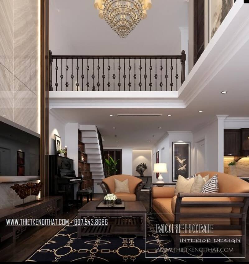 Thiết kế nội thất chung cư Hà Đô cao cấp với tone màu trầm chủ đạo, không chỉ toát lên sự ấm áp mang dáng dấp của một căn biệt thự Đà Lạt cổ sang trọng mà quý phái Thiết kế chung cư cao cấp
