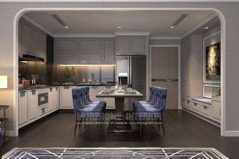 Bộ bàn ăn gam màu tím đẹp nhẹ nhàng, là điểm nhấn cho không gian bếp Mẫu bàn ăn đẹp ấn tượng được ưa chuộng nhất hiện nay