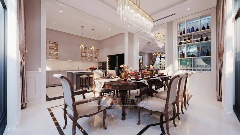 Bàn ăn gỗ óc chó cao cấp phong cách tân cổ điển đẹp sang trọng Mẫu bàn ăn đẹp ấn tượng được ưa chuộng nhất hiện nay