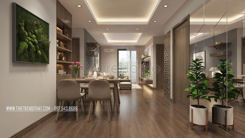 Thiết kế bàn ăn nhỏ gọn, chất liệu gỗ công nghiệp đẹp và sang, tạo nên khu vực ăn uống tuyệt vời cho cả gia đình Mẫu bàn ăn đẹp ấn tượng được ưa chuộng nhất hiện nay
