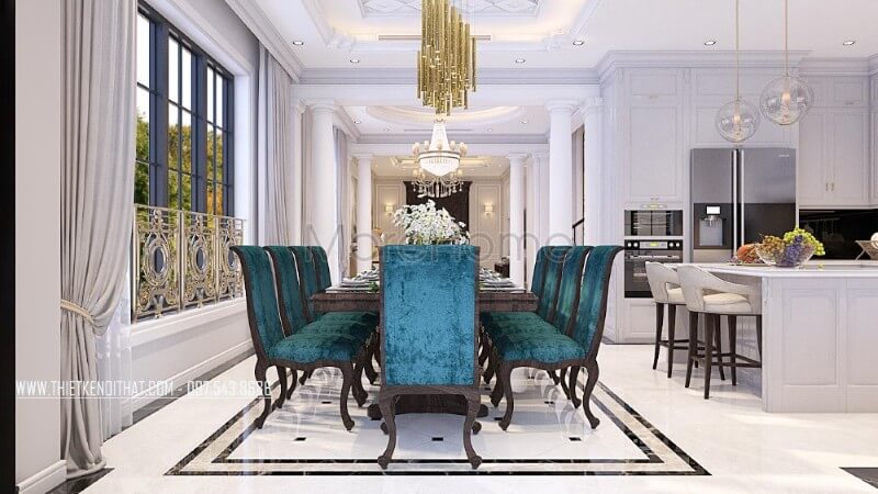 Bộ bàn ăn gỗ óc chó cao cấp phong cách tân cổ điển sang trọng, các họa tiết chạm khắc nhẹ nhàng, không quá cầu kỳ rối mắt giúp không gian trở nên thu hút hơn Mẫu bàn ăn đẹp ấn tượng được ưa chuộng nhất hiện nay