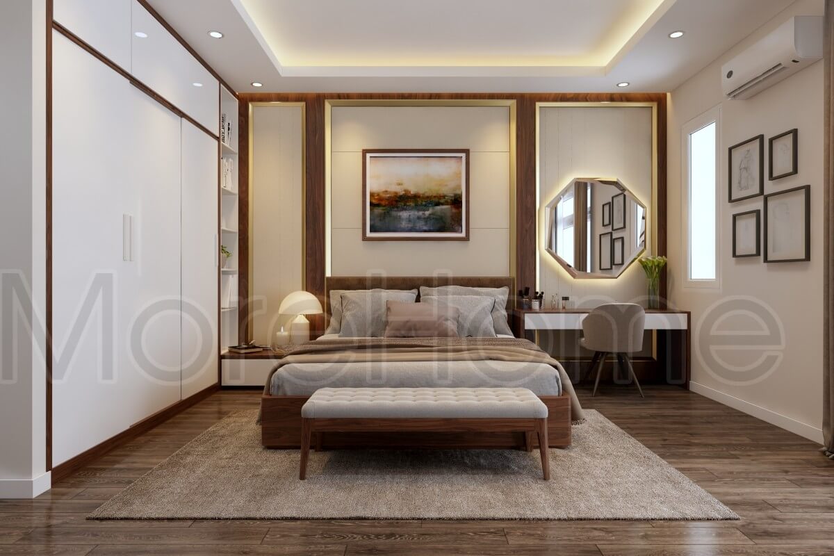 Lựa chọn đôn sofa cho phòng ngủ master chất liệu gỗ sồi bọc sofa da cao cấp, tiện nghi Mẫu sofa phòng ngủ đẹp, tiện nghi