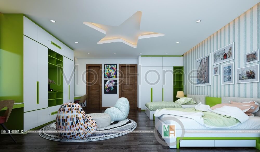 Đôn sofa phòng ngủ bọc da cao cấp đầy đủ cho không gian sáng tạo của bé Mẫu sofa phòng ngủ đẹp, tiện nghi