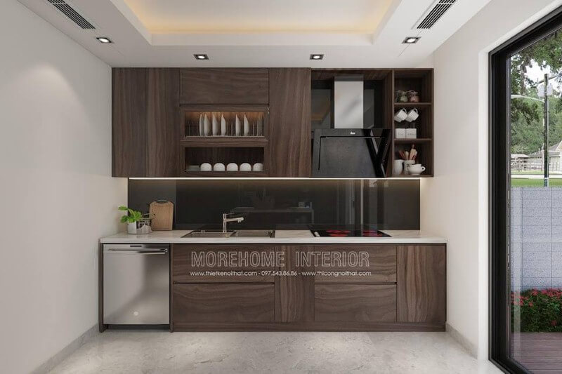 Trang trí nội thất phòng bếp hiện đại đẹp có máy rửa bát cho nhà phố, chung cư, biệt thự. Thiết kế phòng bếp tại Hà Nội