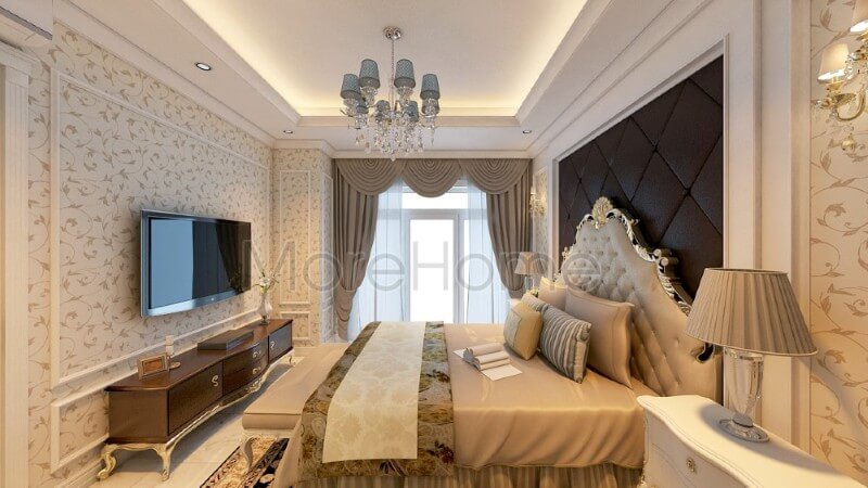 Các đường nét trạm khắc tinh xảo trên chiếc giường ngủ là điểm nhấn thu hút nhất trong căn phòng, với thiết kế tỉ mỉ này, kiến trúc sư đã mang đến sự mới mẻ và sáng tạo cho không gian thư giãn