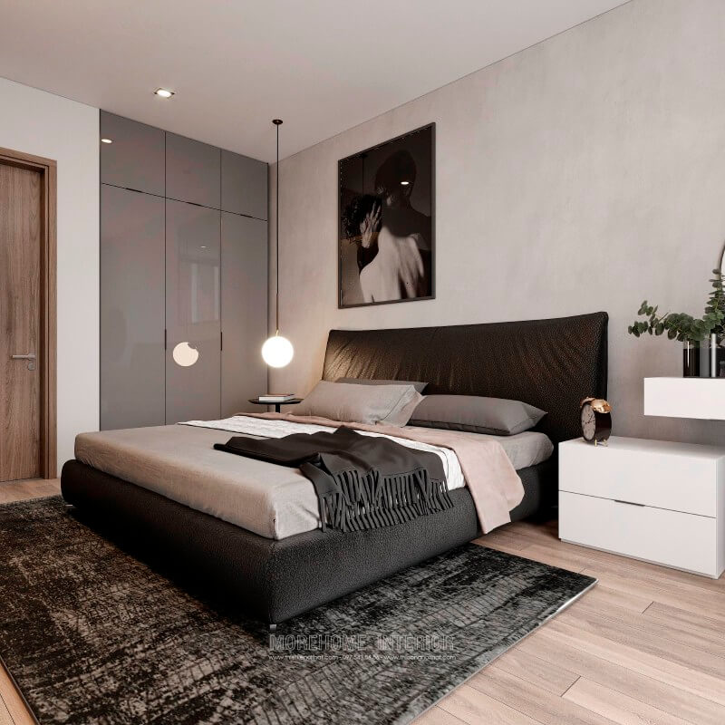 Giường ngủ bọc da cao cấp khung gỗ tự nhiên, chân sắt tĩnh điện lạ mắt và không kém phần ấn tượng cho không gian phòng ngủ