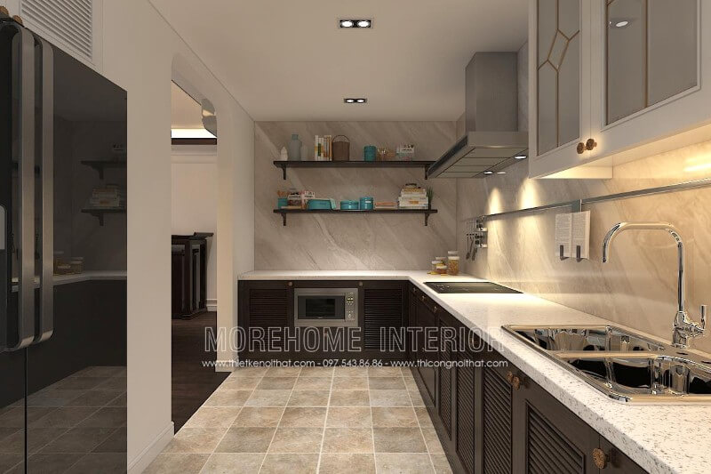 Mẫu tủ bếp gỗ tần bì nhập khẩu phun sơn màu nâu cao cấp mang lại sự sang trọng cho cả không gian Mẫu tủ bếp màu nâu trẻ trung, ấm cúng cho căn bếp nhà bạn