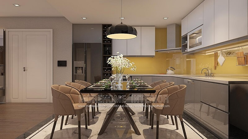 Bộ bàn ăn 6 ghế đẹp tạo điểm nhấn nổi bật cho không gian căn phòng bàn ăn hiện đại đẹp