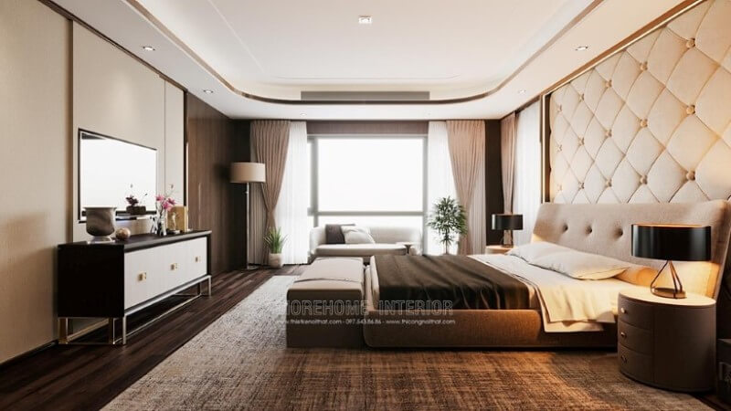Giường ngủ bọc vải màu xám sang trọng mang đến vẻ đẹp có hồn cho không gian phòng ngủ của bạn