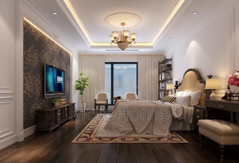 Trang trí nội thất phòng ngủ chung cư gỗ tự nhiên Thiết kế phòng ngủ tại Hà Nội