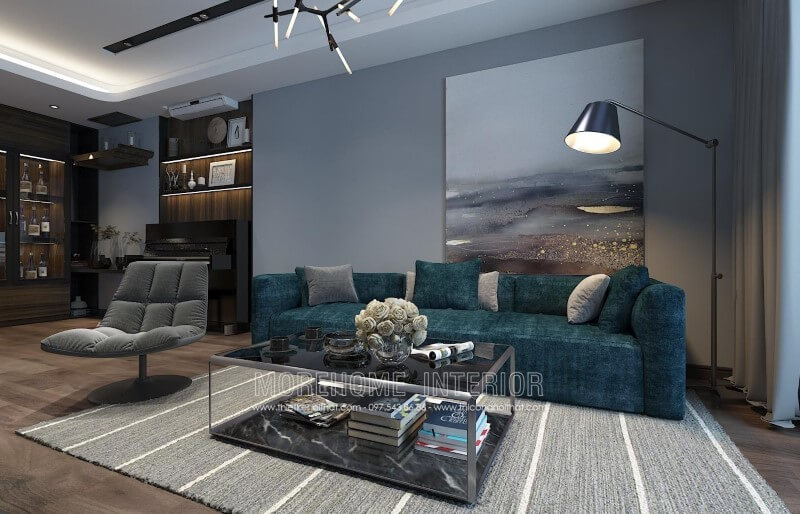 Đơn giản, không cầu kỳ nhưng vẫn toát lên vẻ đẹp cho phòng khách với mẫu sofa hiện đại bọc nỉ màu xanh Mẫu sofa màu xanh hiện đại, trẻ trung