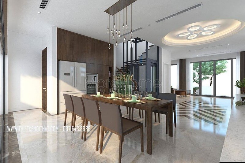 Mậu thiết kế bộ bàn ăn gỗ cao cấp với những đường nét tinh tế, sang trọng Bàn ăn gỗ đẹp hiện đại