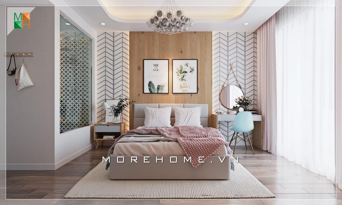 Mẫu gương tròn treo được chủ nhà sử dụng để làm gương bàn trang điểm rất đẹp mắt và sang trọng. Gương tròn