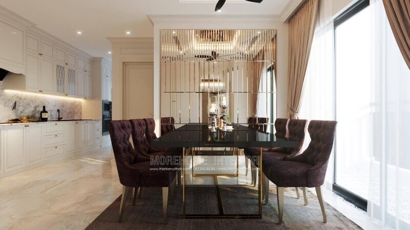 Nội thất phòng ăn chung cư sang trọng và tinh tế Thiết kế nội thất phòng ăn tân cổ điển cao cấp và sang trọng