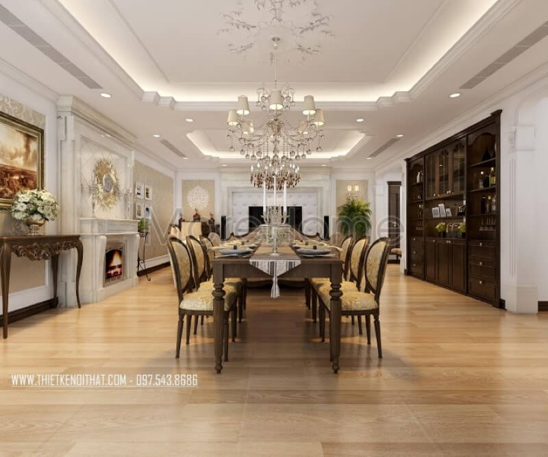 Trang trí nội thất phòng ăn chung cư phong cách tân cổ điển Thiết kế nội thất phòng ăn tân cổ điển cao cấp và sang trọng