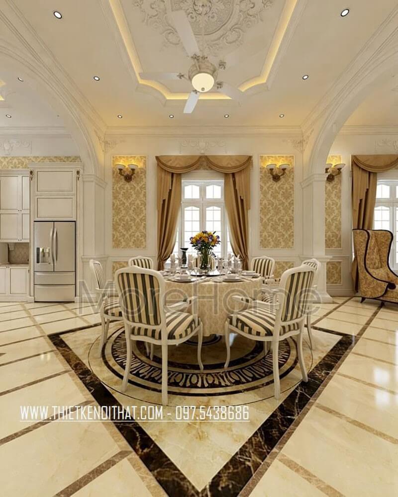 Thiết kế nội thất phòng ăn tân cổ điển cao cấp và sang trọng