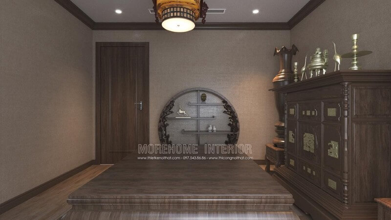 Thiết kế phòng thờ gỗ óc chó