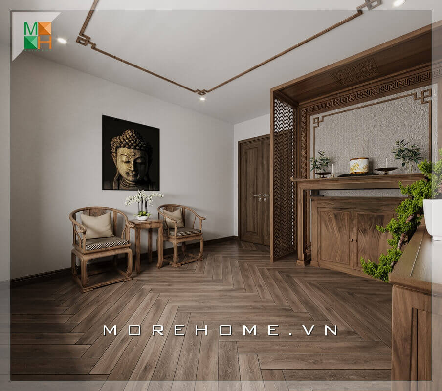 Thiết kế phòng thờ gỗ óc chó