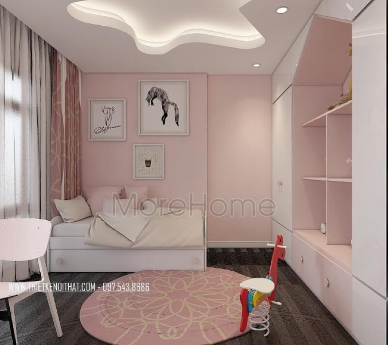 Nội thất phòng ngủ bé gái ấn tượng và dễ thương với gam màu hồng phấn