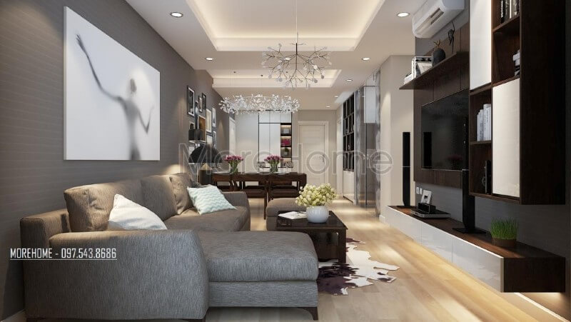 Mẫu thiết kế nội thất phòng khách chung cư hài hòa và ấn tượng Trang trí phòng khách
